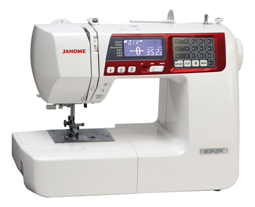 Máquina de coser recta Janome Alta Gama 4120QDC portable blanca y roja 110V/220V