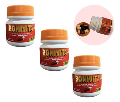 Suplemento em cápsula Bonivita - Bonifica Suplemento Alimentar  capsulados bonivita natural bonivita em frasco 30 un  pacote x 3 u