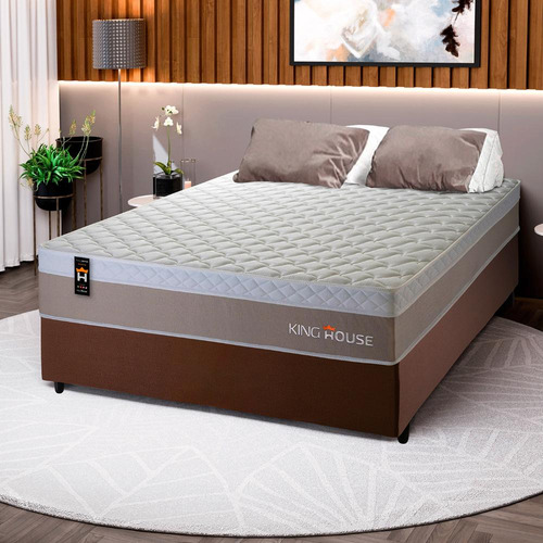 Cama Box C/ Molas Ensacadas Sheffield Bege Casal 138x188x65