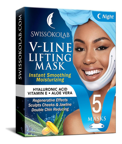 Mascarilla Facial Levantadora V-line Swissokolab 5 Pcs