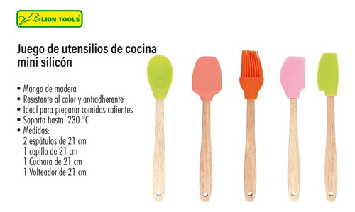Juego De Utensilios De Cocina Mini Silicon 5pz Lion Tools