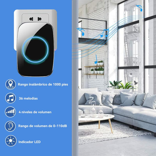 Timbre Inalámbrico Impermeable,kit De Timbre