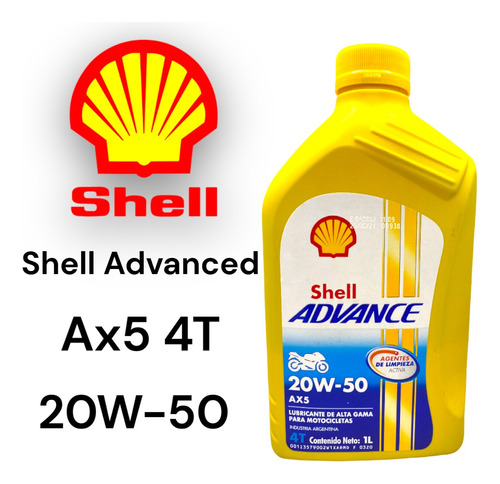 Aceite 20w50 Moto 4t Shell Advance Ax5 Mineral X 1 Litro