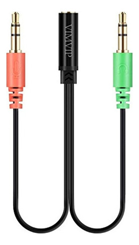 Vimvip 3.5mm Hembra A Dual 3.5 Male Mic - Cable De Audio Est