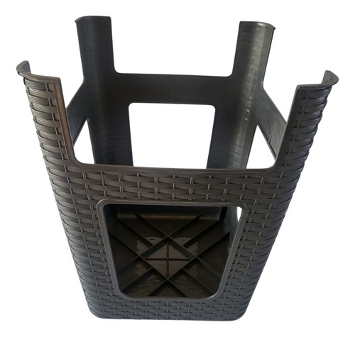 Banco De Plástico Tipo Rattan Calidad Premium Reforzado Gris