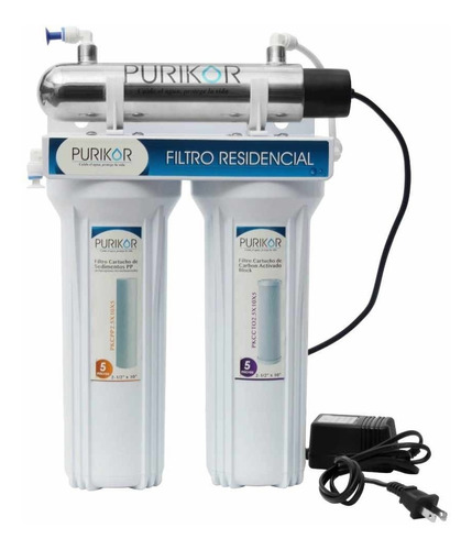 Sistema Filtracion Agua Purikor 3 Etapas Uv 5 Micras 0.5 Gpm