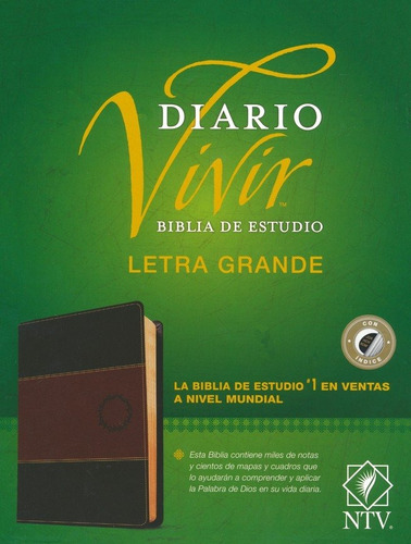 Biblia De Estudio Ntv Diario Vivir Bicolor Cafe Simil Piel