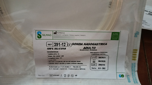 Sonda Nasogástrica Silmag 100% Siliconada Calibre 12