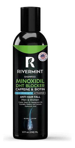 Champú Rivermint Premium Con Minoxidil, Biotina Y Bloqueador
