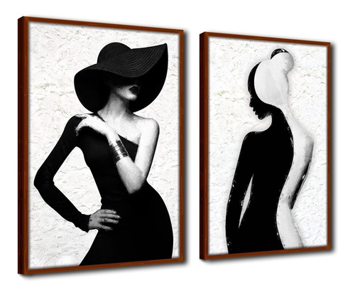Quadro Decorativo Textura Cx Alta Estilo Mulher 2 Un 40x60