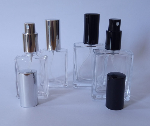 Frasco Perfume Vidrio 30mlc/spray Metal En Plata O Negro(x5)