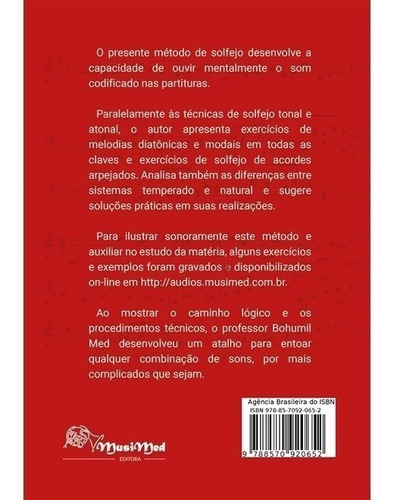 Solfejo Racional, De Bohumil Med. Editora Musimed, Capa Dura Em Português, 2022