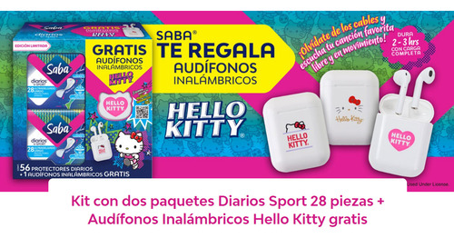 Saba Protectores + Audífonos Inalámbrico Hello Kitty Moldes