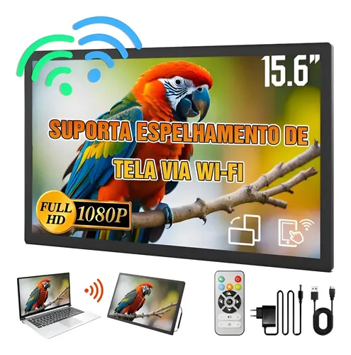 Monitor Gamer Portátil Sem Fio 15.6'' Full Hd 1080p 60hz Preto 127-220v