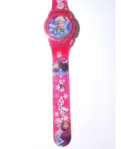 Relógio Infantil Frozen Lindo E Maravilhoso Led Toca Musica