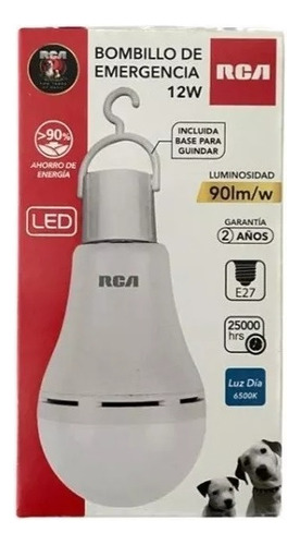 Bombillo De Emergencia, 12w/5-10h De Carga 6500k° , Led Rca