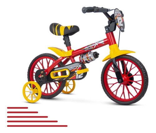 Bicicleta Infantil Aro 12 Nathor Motor X Preto E Vermelha Cor Preto / Vermelha Tamanho do quadro S