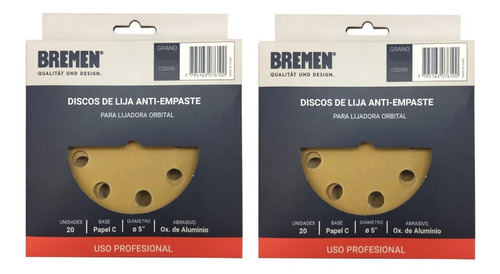 Set Lijas 125 Mm Abrojo Rotorbital Gr60 Y Gr100 Bremen X20un