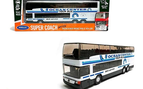 Welly Super Coach 1.60 Autobus Blanco Pullback Mercedes Benz