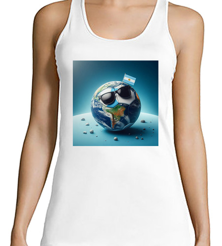 Musculosa Mujer Pelota Futbol Argentina Mundo Bandera M3