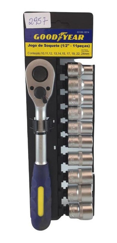 Imagem 3 de 7 de Jogo De Soquete Kit 1/2 C/11 Cromo Vanadium Goodyear K2957