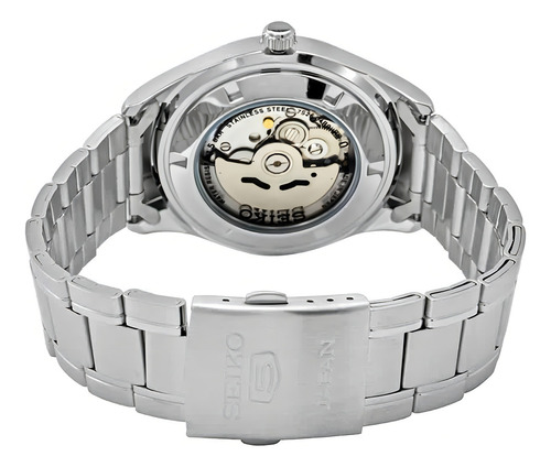 Relógio Masculino Seiko 5 Sports Arabic Dial Correia Prateado Bisel Prateado Fundo Preto