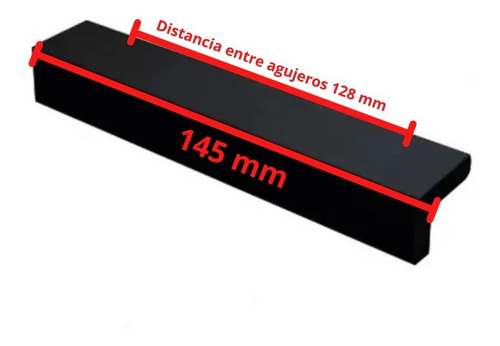 Imagen 2 de 7 de Manija Tirador Mueble Cocina Aluminio Negro Ma1.128 Emr
