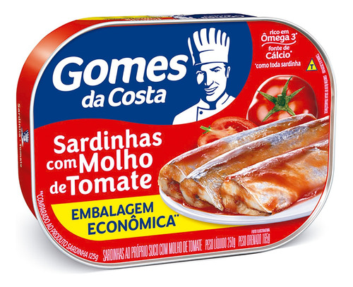 Sardinha com Molho de Tomate Gomes da Costa Lata 165g Embalagem Econômica