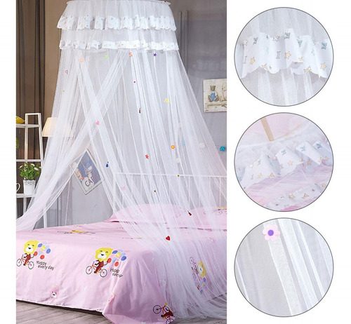 Cortina De Cama Con Dosel Redondo, Mosquitera Estilo Princes