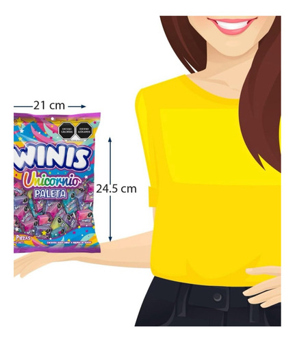 Paleta Winis Unicornio Caramelo Suave 40pz