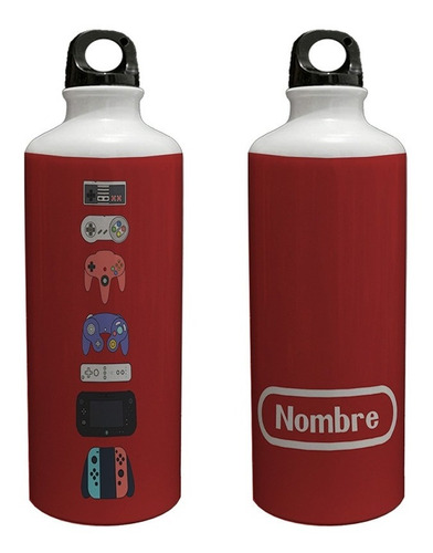 Botella Deportiva Aluminio Gamer Nes N64 Wii Consolas 