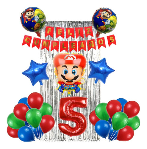 Combo De Globos Para Cumpleaños Mario Bross