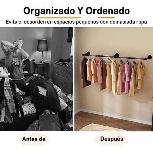 Perchero De Pared Metálico Multiusos De 1,9m Con 19 Ganchos