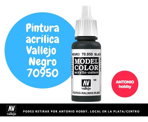 Imagen 2 de 7 de Vallejo Negro 70950 Pintura Model Color Acrilica Al Agua
