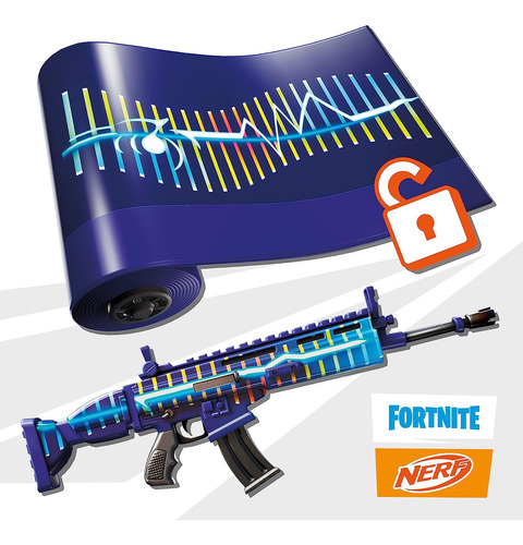 Nerf Fortnite Blue Shock Blaster, 10 Pinzas Para Dardos, 10
