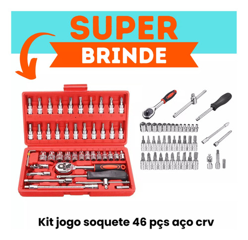 Kit Chave De Impacto Parafusadeira 48v + Jogo Soquete 46 Pçs Completo Construção Móveis Ferramentas Gollden Store Ferramenta Elétrica Furadeira De Mão Duas Baterias
