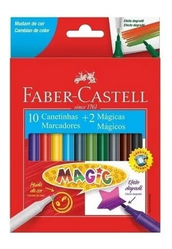 Canetinha Hidrográfica Faber Castell Magic 10 Cores + 2