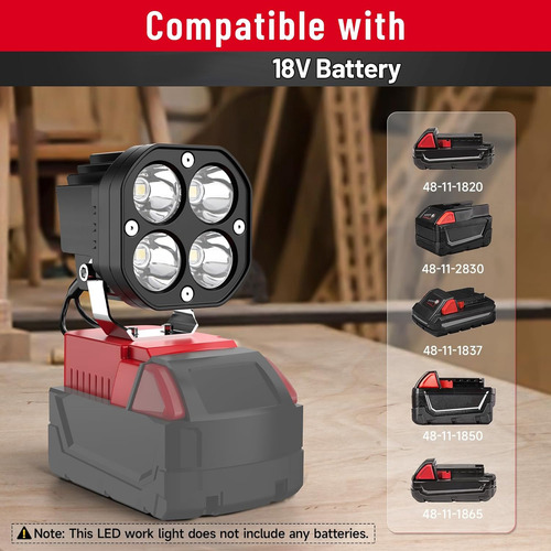 Luz De Trabalho T8led Para Bateria M18 18v, 40w 6000lm Fla-f
