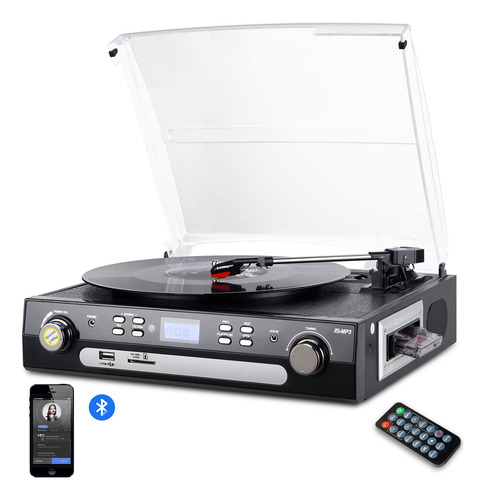 Tocadiscos Digitnow, Casete Bluetooth De Vinilo A Mp3, Color
