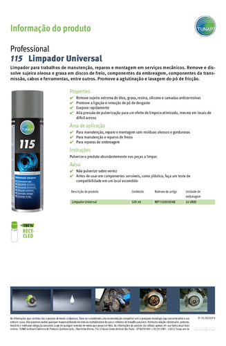 Tunap 115 Limpador Universal Secagem Rapida 500ml