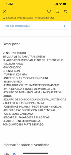 Imagen 12 de 12 de Volkswagen Vento 2.0 T Fsi Sportline 2010