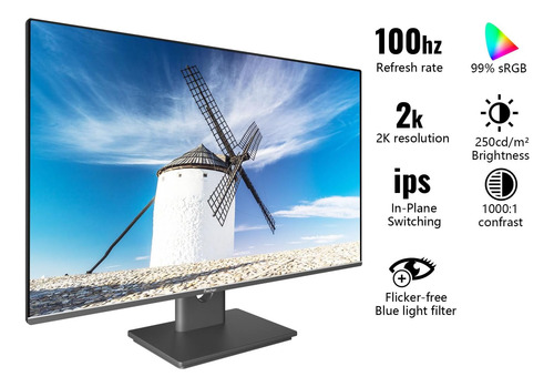 23.8 Pulgadas Monitor De Juegos De Pc Qhd 2560xk 100hz, 2 Ms