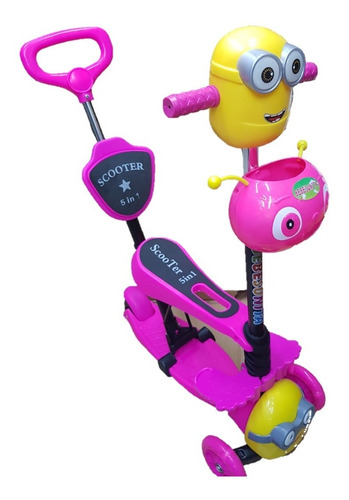 Patineta Scooter Monopatín 5 En 1 Musical Luces Minions Ofer