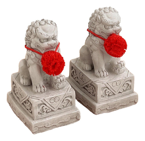 2 Estatuas De Perros Fu, Estatuas De Leones De Piedra