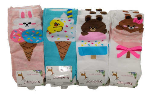 Soquetes Pack Animalitos Helado Docena Medias