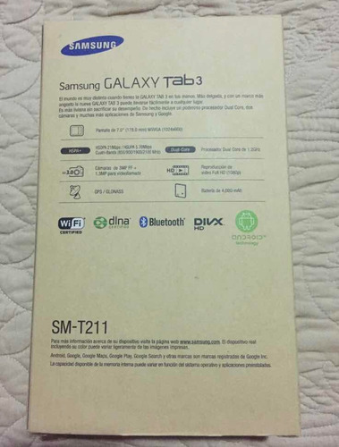 Tablet 3 + 3g (chip Para Celular)samsung Original Smt-211
