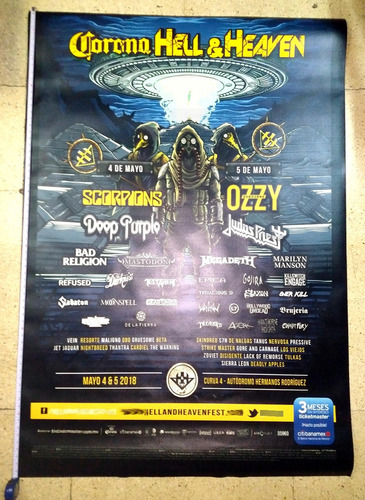Hell Heaven Mega Poster Ozzy Osbourne Scorpions Deep Purple (Usado)
