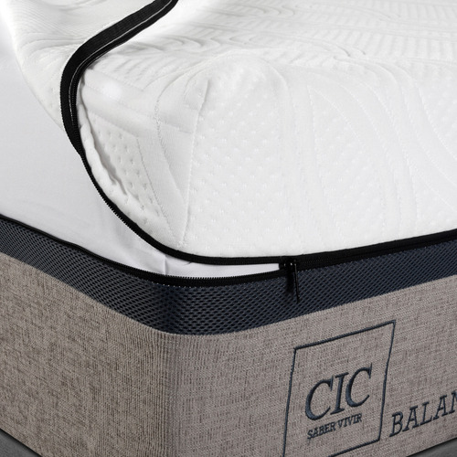 Cama Europea Balance 2p Bd Respaldo Ganges Gris