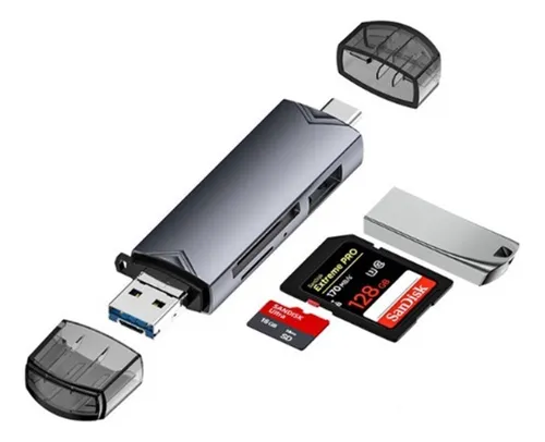 Lector Memorias Microsd Sd Aluminio 3 En 1 Tipo C Microusb