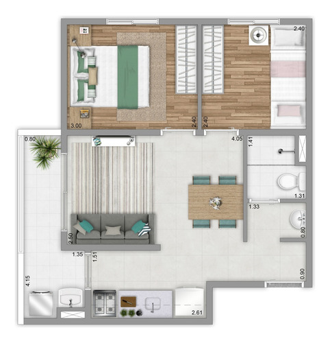 Apartamento Novo , 42m2 , 2 Dormts, 1 Vaga , Jd. Adriana